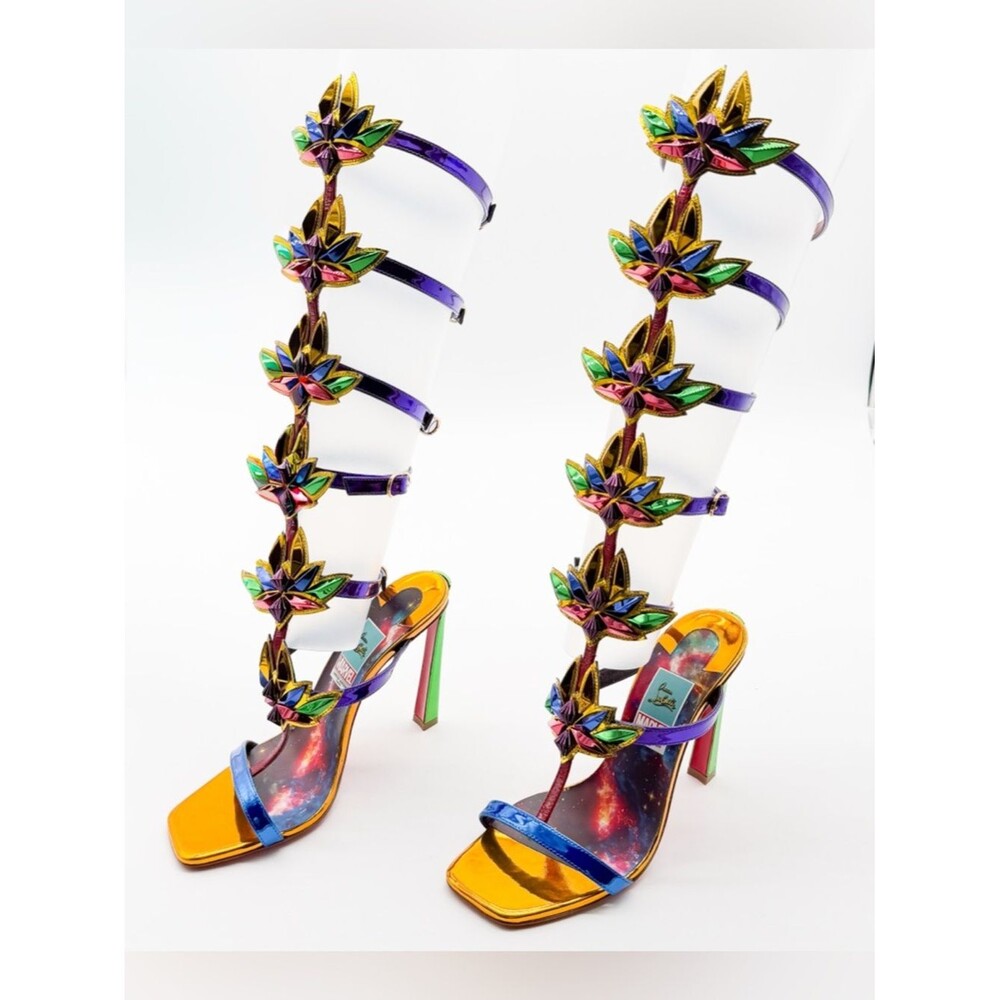 Christian Louboutin Marvel Sea Warrior Gladiator Knee High Sandal Metallic 40.5
